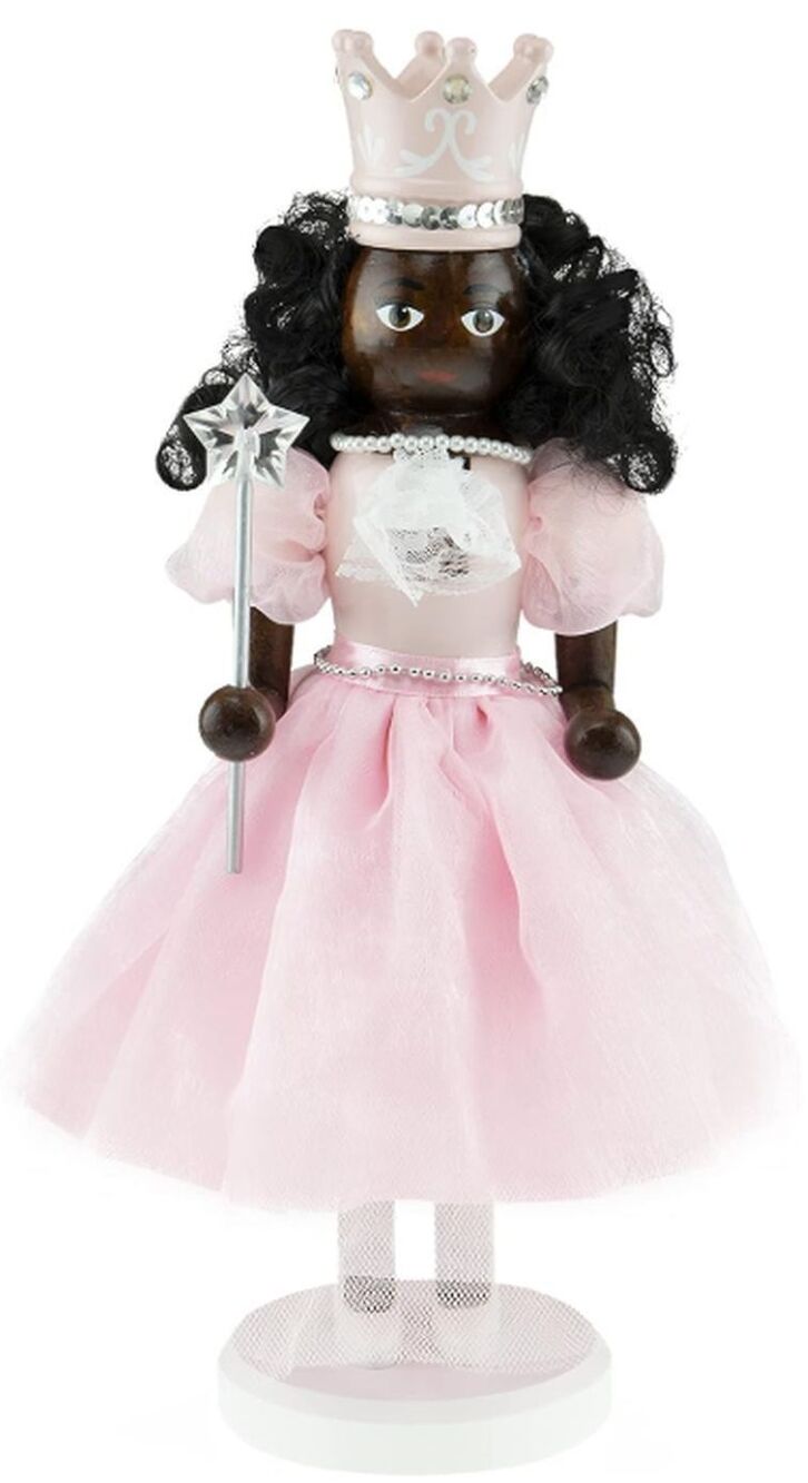 Wooden Christmas Nutcracker,14"AFRICAN AMERICAN PRINCESS,FAIRY,PINK,DRESS,Clever